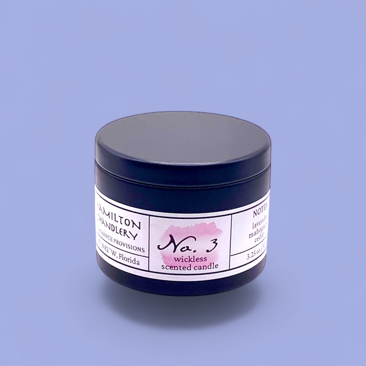 Fragrance No. 3 Wickless Candle Melt with Lavender Background and Floating Shadow | Hamilton Chandlery