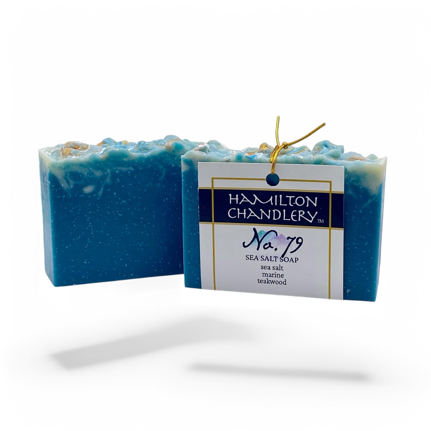 Buy Fragrance No. 79 Sea Salt Soap at Hamilton Chandlery! Large Block Marseille-styled Stamped Soap made with all Natural Sea Salt from Florida's Gulf Coast. Key Notes of Orange Peel, Sea Salt, an Soft Amber. Located in SW Florida. Channel Your Inner Calm™