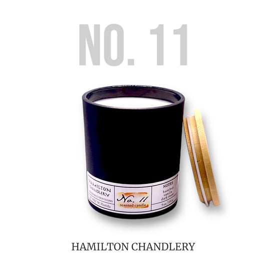 Fragrance No. 11 Blown Glass Candle with Bamboo Lid in White Background | Hamilton Chandlery