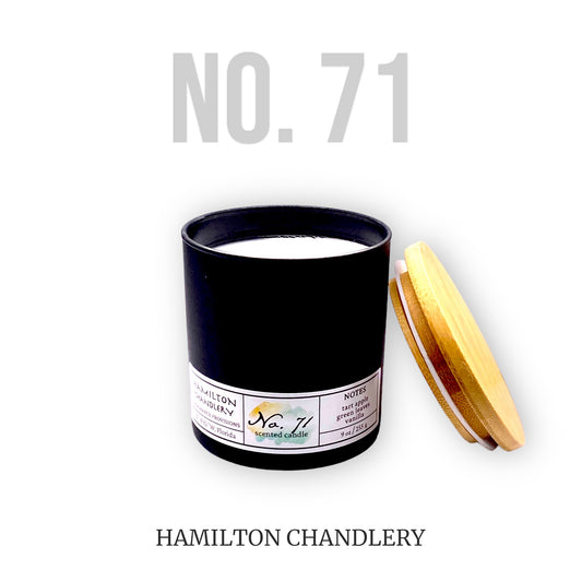 Fragrance No. 71. Blown Glass Candle with White Background | Hamilton Chandlery