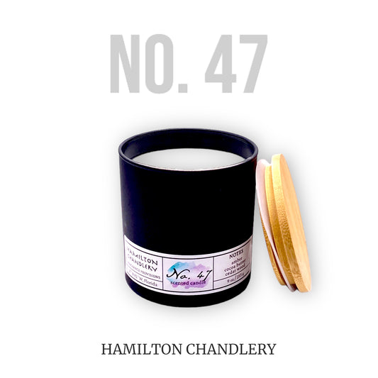 Fragrance No. 47 Blown Glass Candle with White Background | Hamilton Chandlery