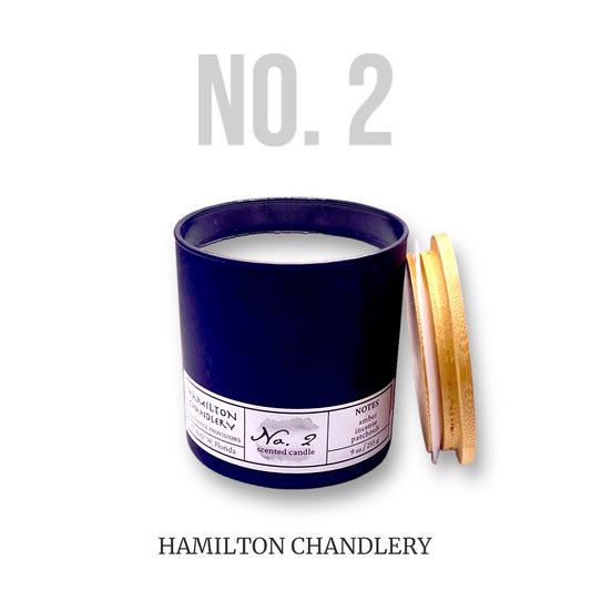 Fragrance No. 2. Blown Glass Candle with White Background | Hamilton Chandlery