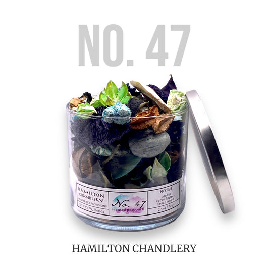 Fragrance No. 47 Potpourri Jar with White Background | Hamilton Chandlery