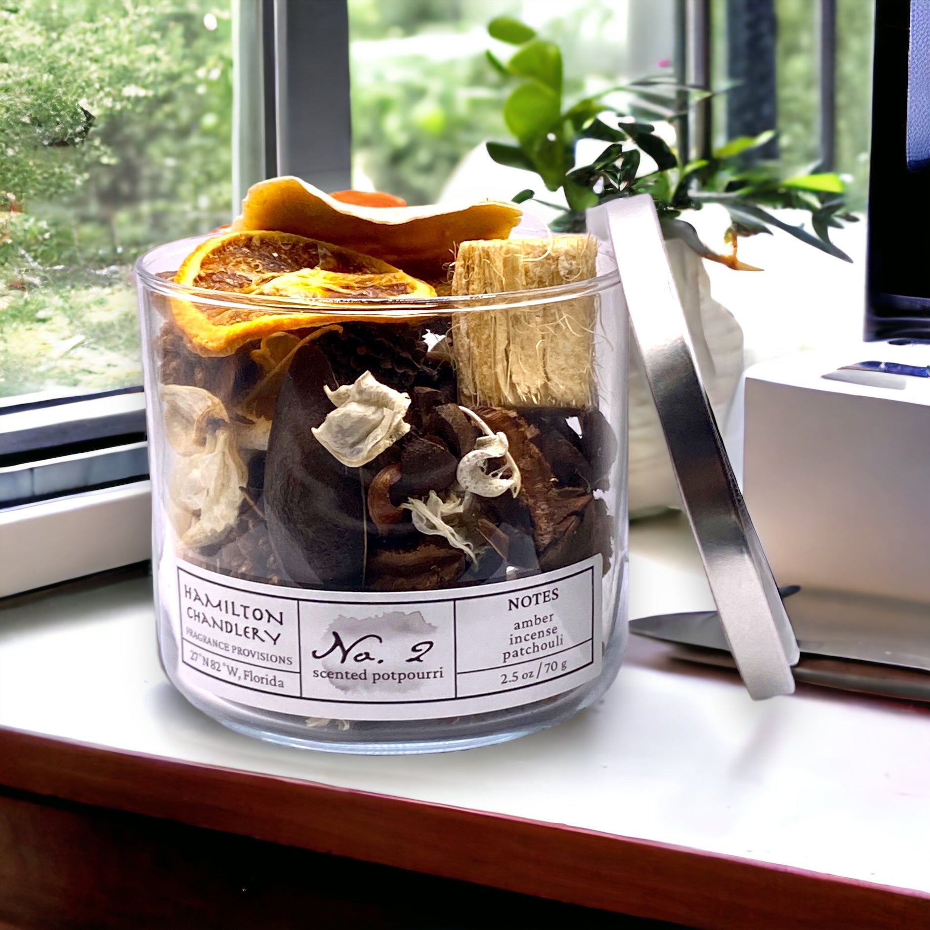 Fragrance No. 2 Potpourri Jar on Office Desk with Window Setting | Hamilton Chandlery