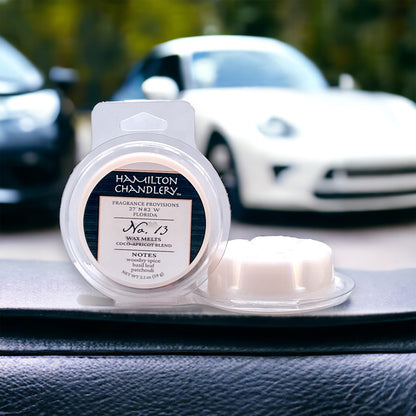 Fragrance No. 13 Wax Melts with Exotic Cars in Background | Hamilton Chandlery
