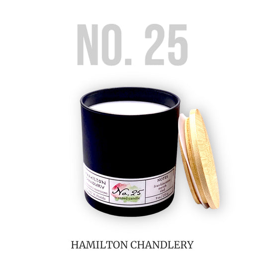 Fragrance No. 25 Blown Glass Candle with White Background | Hamilton Chandlery