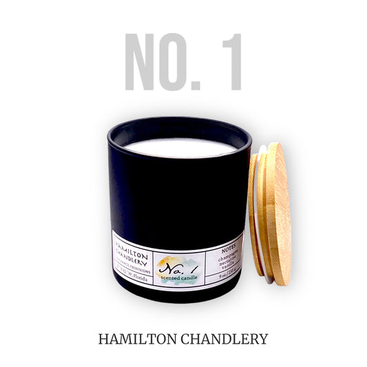 Fragrance No. 1 Blown Glass Candle with White Background | Hamilton Chandlery