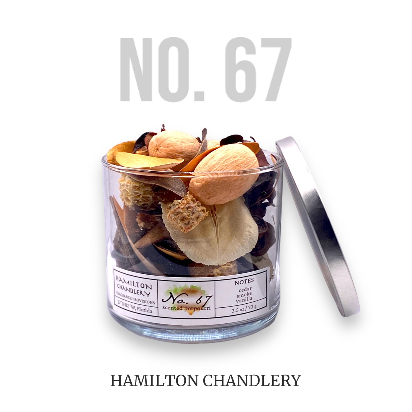 Fragrance No. 67 Potpourri Jar with White Background | Hamilton Chandlery