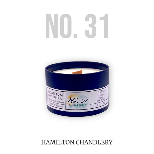Fragrance No. 31 Travel Tin Candle with White Background | Hamilton Chandlery