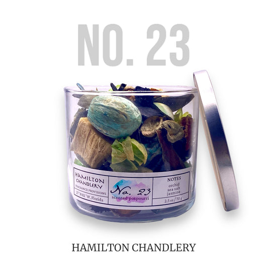 Fragrance No. 23 Potpourri Jar with White Background | Hamilton Chandlery