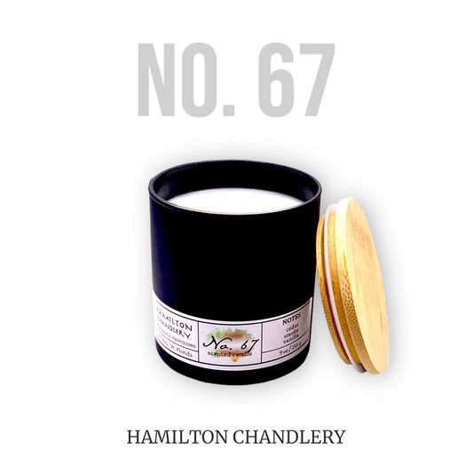 Fragrance No. 67 Blown Glass Candle with White Background | Hamilton Chandlery