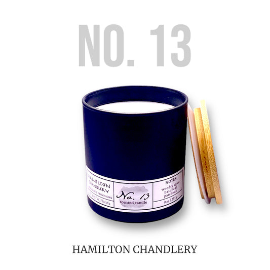 Fragrance No. 13 Blown Glass Candle with White Background | Hamilton Chandlery