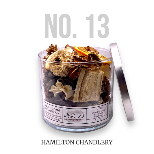 Fragrance No. 13 Potpourri Jar with White Background | Hamilton Chandlery