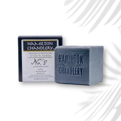 Fragrance No. 2 Sea Salt Soap with White Background and Plant Leaf Shadow | Hamilton Chandlery