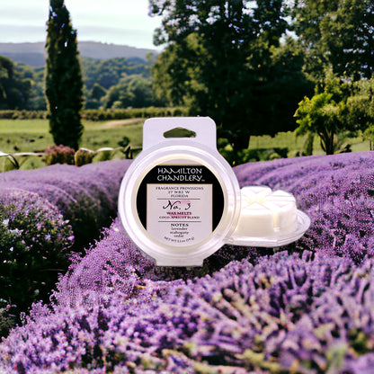 Fragrance No. 3 Wax Melt with Lavender Field Background | Hamilton Chandlery