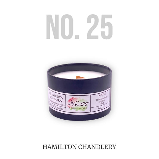 Fragrance No. 25 Travel Tin Candle with White Background | Hamilton Chandlery